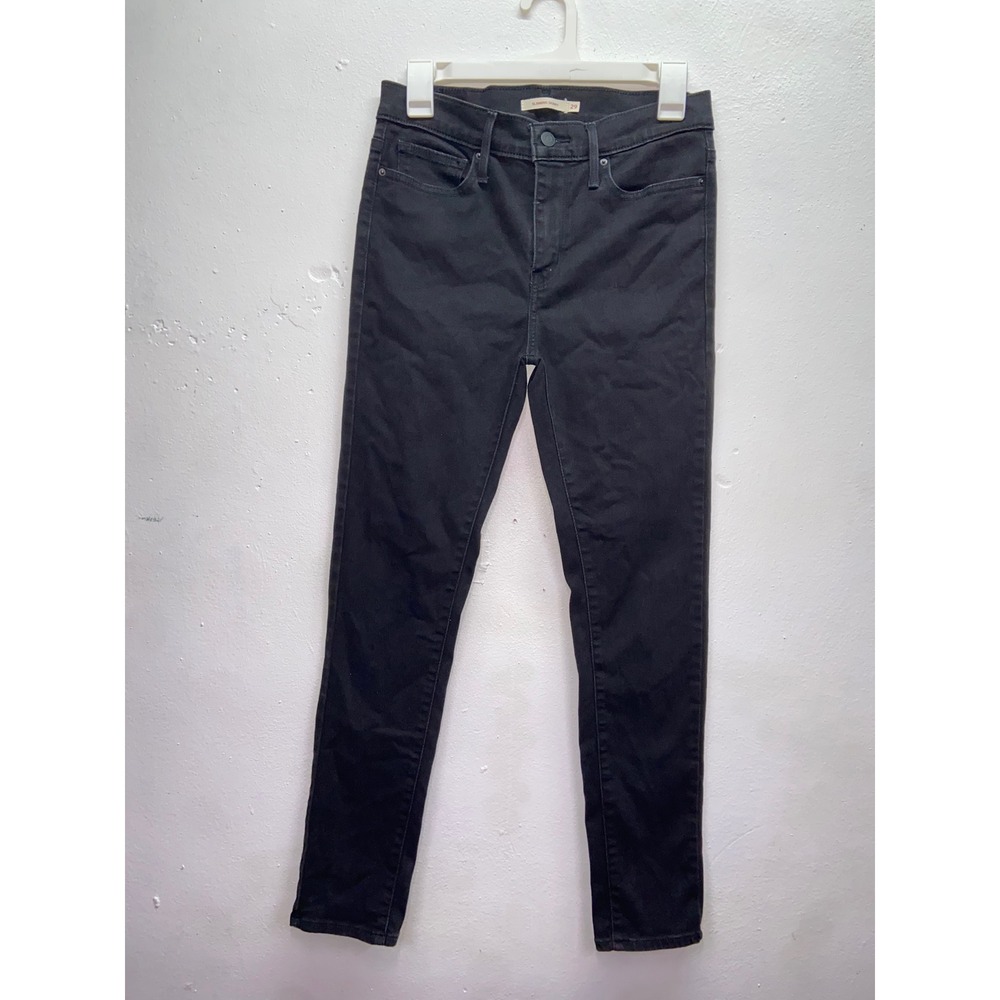 Levis Slimming Skinny Jeans Womens W29 L28 Black Mid Rise Stretch Denim 28399